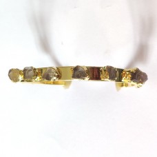 Crystal quartz raw stone electroplated bracelet